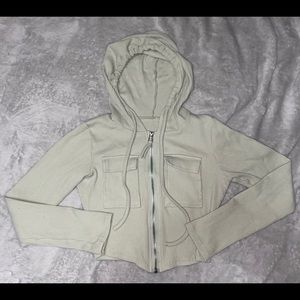 SHEIN Mint Green Ribbed Cropped Hoodie